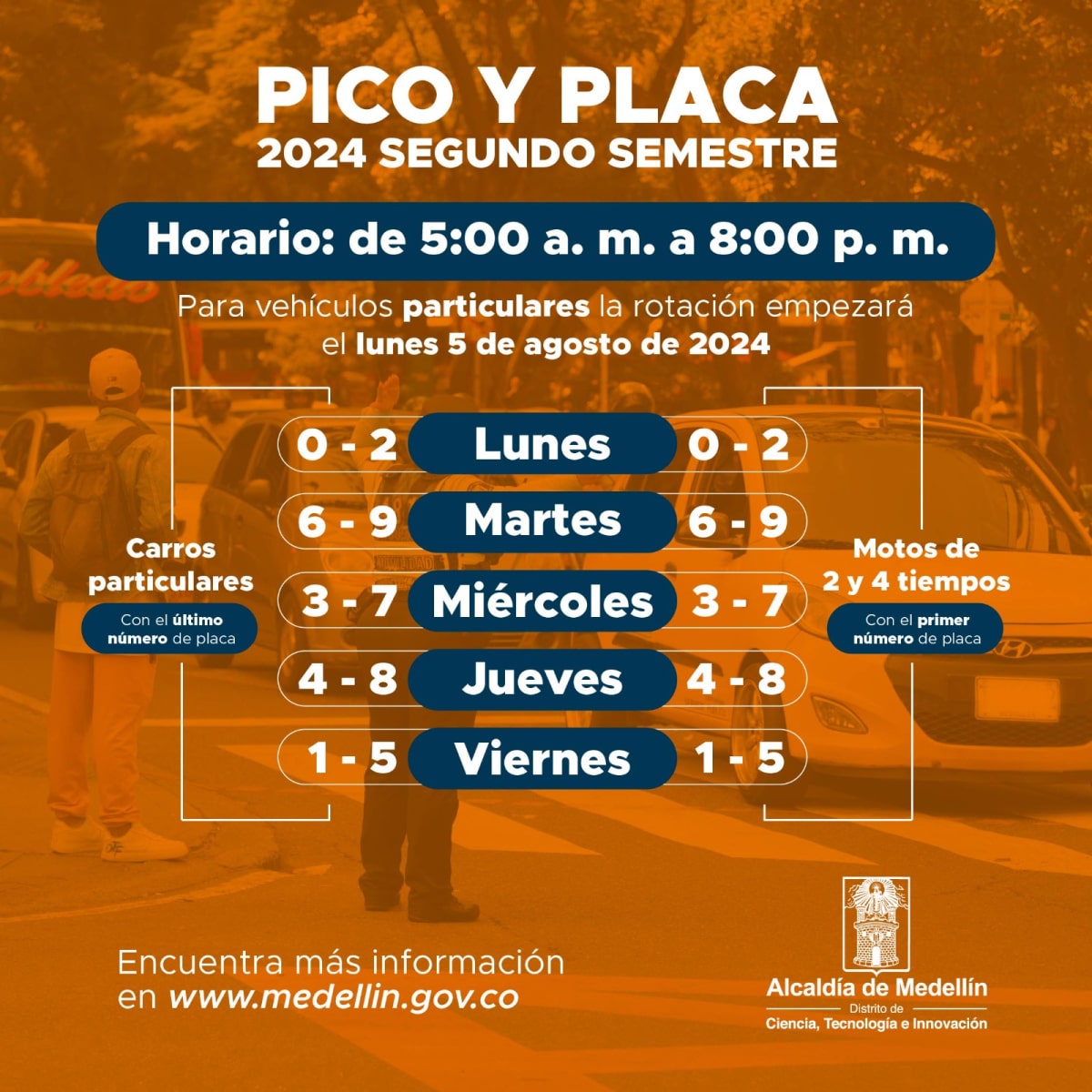 Así quedó el Pico y placa en Medellín segundo semestre 2024
