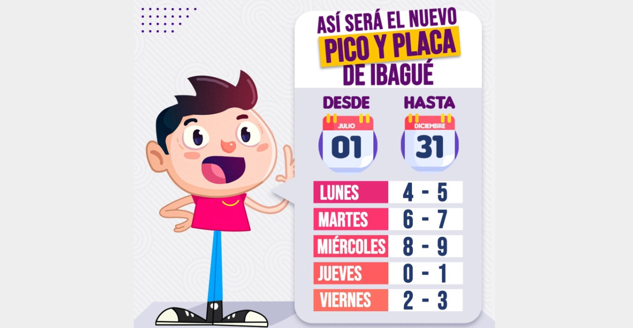 Así quedó el Pico y placa en Ibagué para el segundo semestre del 2024