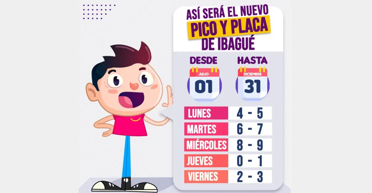 Así quedó el Pico y placa en Ibagué para el segundo semestre del 2024